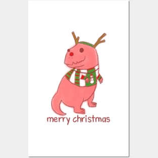 Christmas dinosaur T Rex, merry christmas Posters and Art